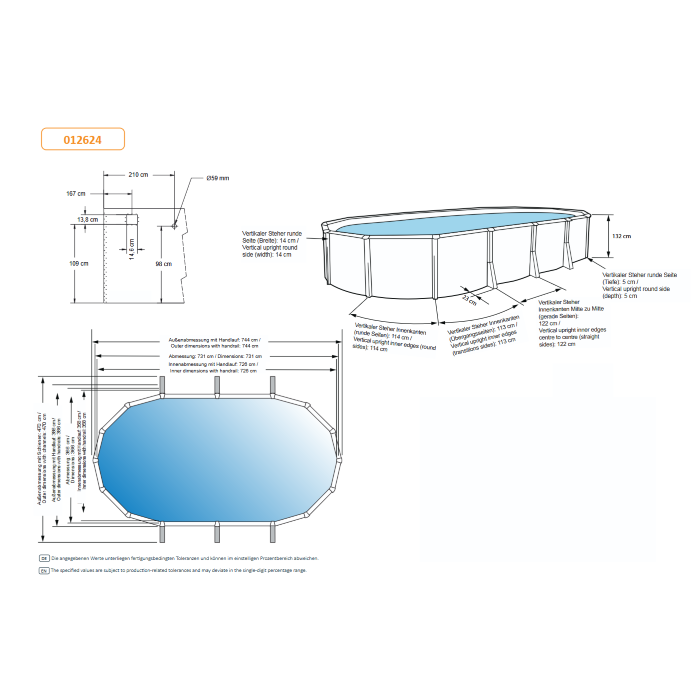 Steinbach Stahlwandpool Highline oval 730x366x132 cm