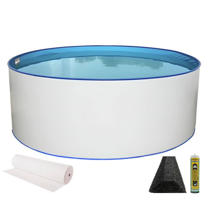 Steinbach Stahlwandpool Nuovo rund, 400x90 cm, Farbe weiß