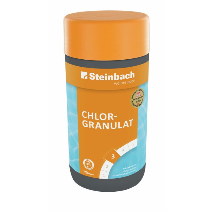 Steinbach Chlorgranulat 1 kg – schnelllöslich für Erstdosierung und Schockchlorierung im Schwimmbad