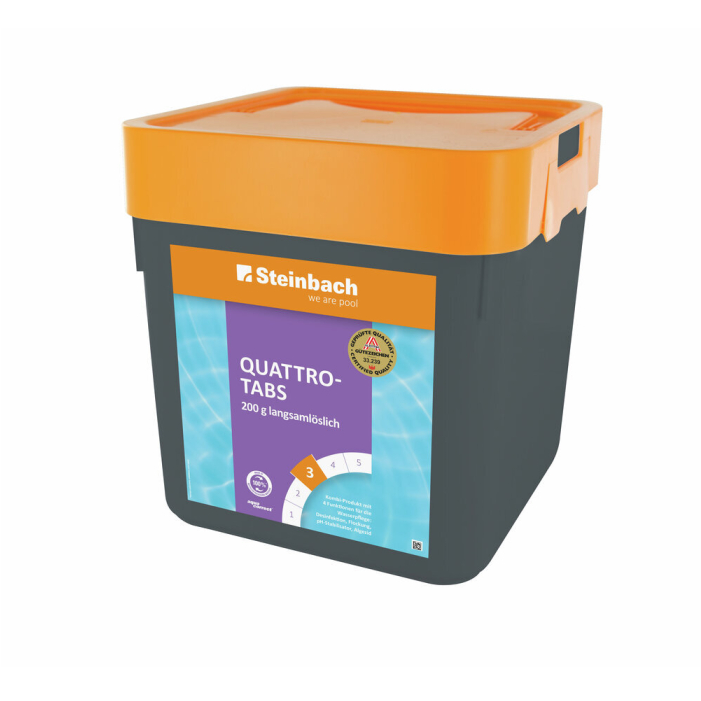 Steinbach Quattrotabs 5 kg – 200 g Tabs mit Desinfektion, Flockung, pH-Stabilisator und Algezid