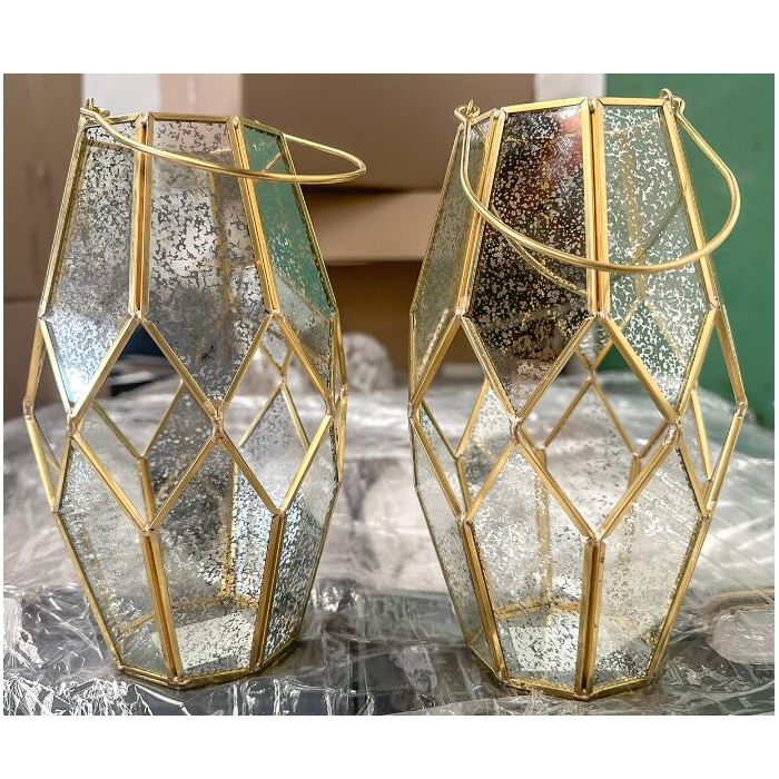 Glaslaterne gold, 20 cm