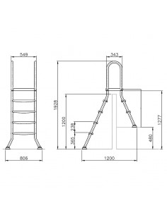 Aufstellbeckenleiter Elevada 120 cm (1x4+2 Stufen)