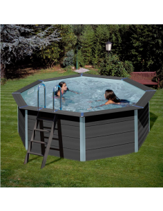 Aufstellpool Composite/WPC rund 366x124 cm