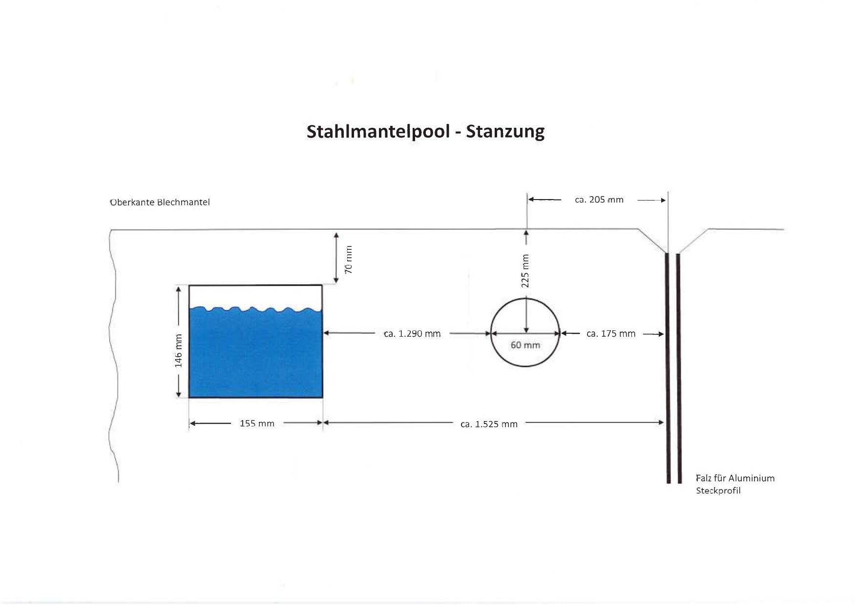 Skizze für Skimmerstanzung