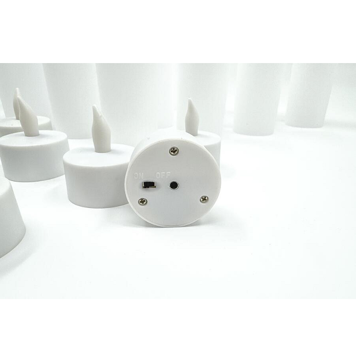 26 teiliges LED Teelichter Set, aufladbar inkl. Gläser und Station