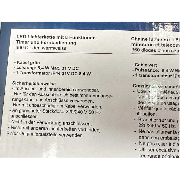 40 m Lichterkette 360 LED, Timer, Fernbedienung, Außenbereich