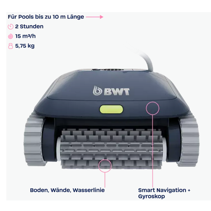 BWT Poolroboter ES 700 Features – App-Steuerung, elektronisches Swivel, UV-beständig