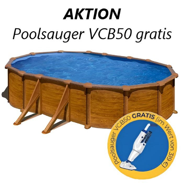 aufgebauter Stahlwandpool mit Stützen, Aktion