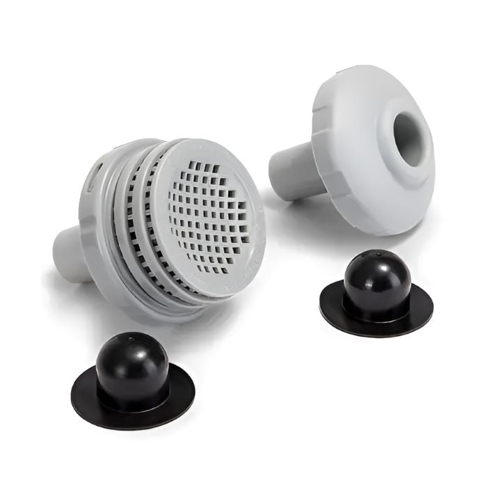Intex Anschluss-Set Ø 32 mm – Komplettset mit 2 Durchführungen, 2 Verschlusskappen, Einströmdüse und Siebgitter