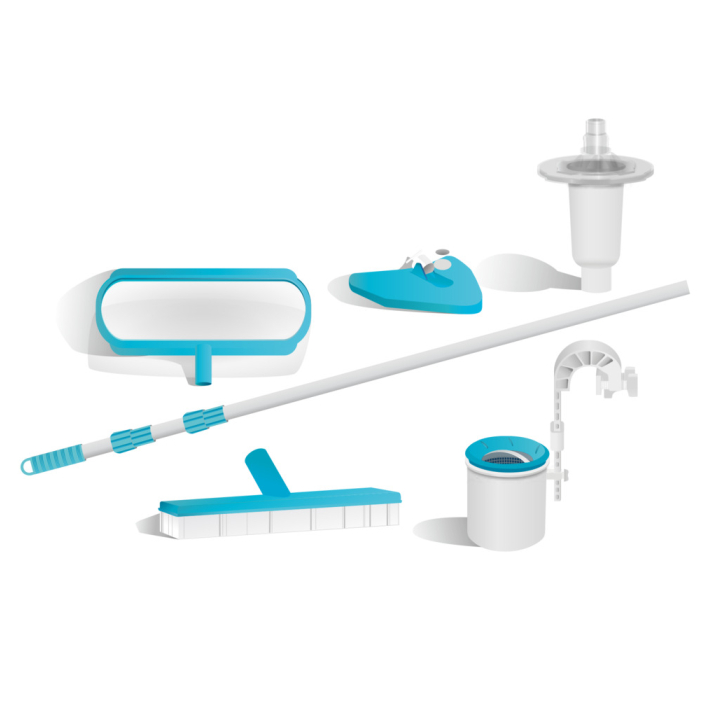 Intex Reinigungsset Deluxe inkl. Skimmer Deluxe – Pool-Reinigungsset mit Bodensauger, Beckenbürste, Kescher, 7,5 m Schlauch und Skimmer Deluxe, ohne Teleskopstange