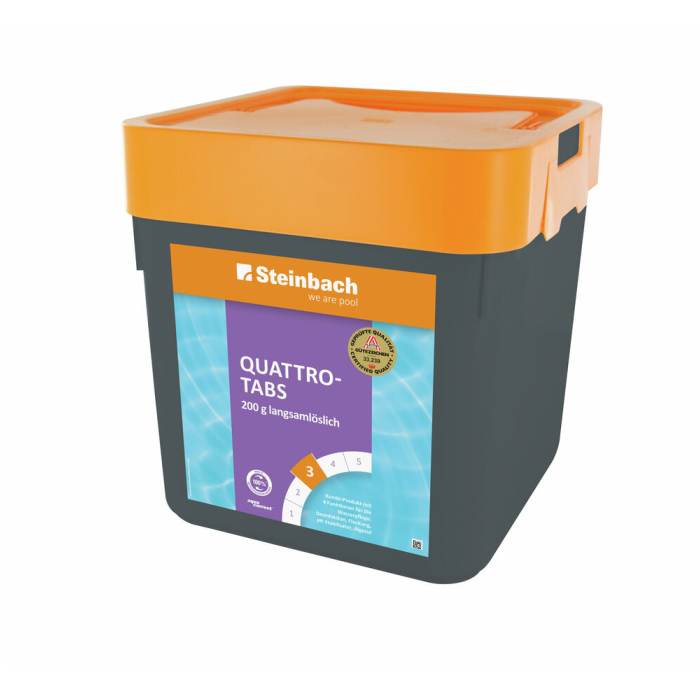 Steinbach Quattrotabs 5 kg – 200 g Tabs mit Desinfektion, Flockung, pH-Stabilisator und Algezid