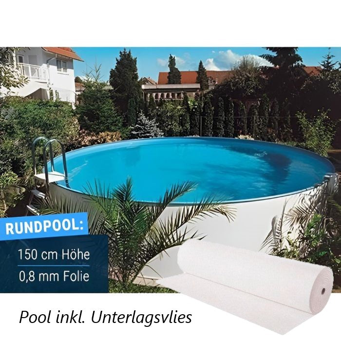 Stahlwandpool Compact Deluxe rund, 150 cm Höhe, Folie 0,8 mm