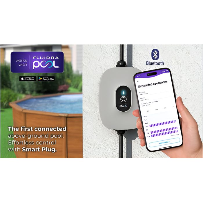 Gre Stahlwandpool Amazonia oval in Holzoptik, Smart Plug Stecker und Fluidra App