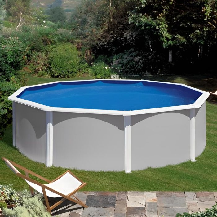 Gre Stahlwandpool Grau 550x132 cm, ohne Filteranlage, LAGERND