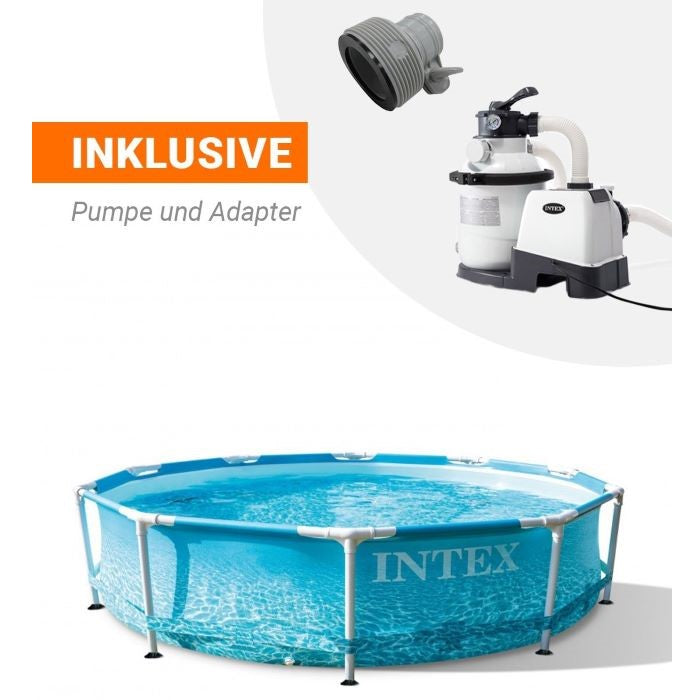 Intex Frame Pool Beachside Ø 305x76 cm, inkl. Sandfilteranlage 4 m³ + 2 Stk. Adapter B