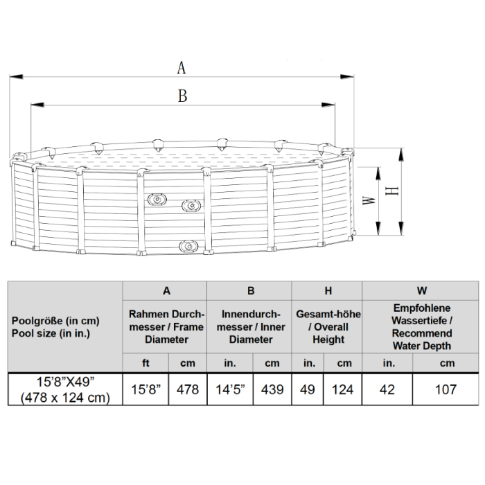 Intex Frame Pool Graphit Ø 478x124 cm