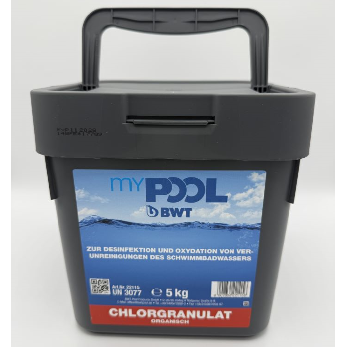 BWT myPOOL Chlorgranulat organisch 5 kg – schnelllösliches Desinfektionsgranulat für Pools