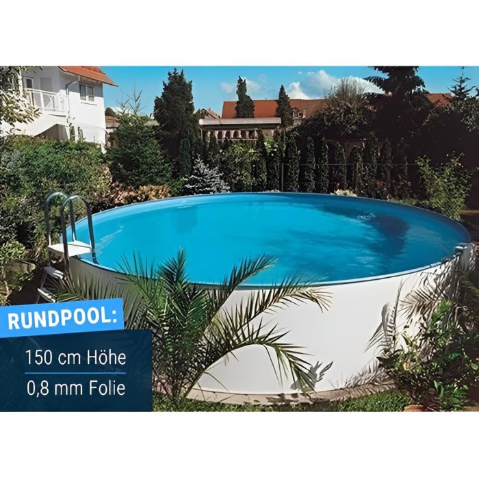 Stahlwandpool Compact Deluxe rund, 150 cm Höhe, Folie 0,8 mm