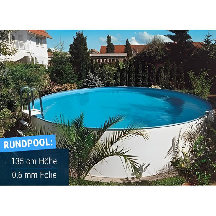 Stahlwandpool Compact rund, 135 cm Höhe, Folie 0,6 mm